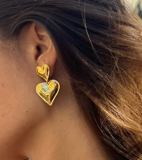 Heart Double Drop Earring