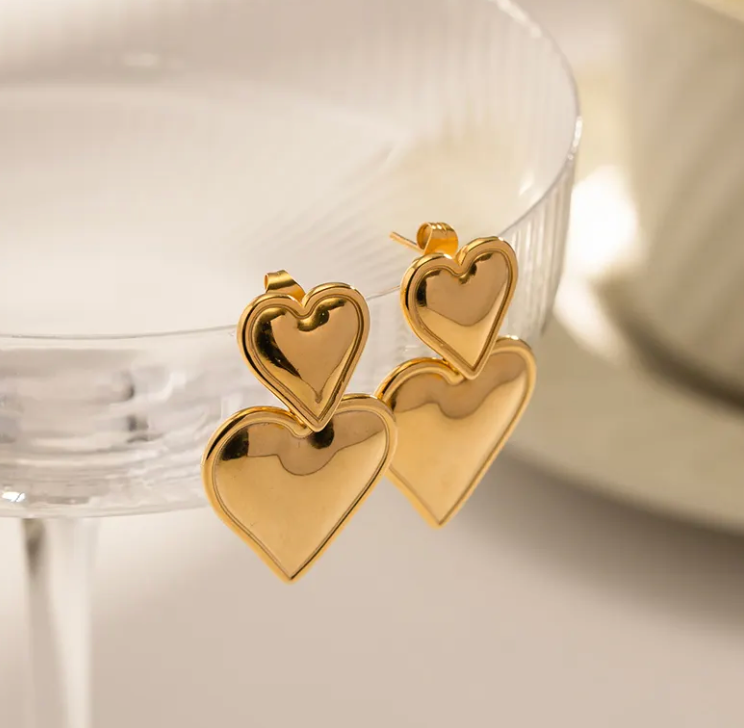 Heart Double Drop Earring