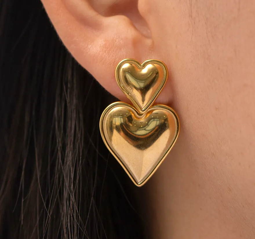 Heart Double Drop Earring