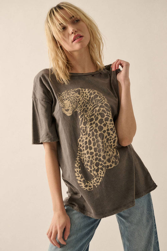 Cheetah Mineral wash vintage tee(more colors)