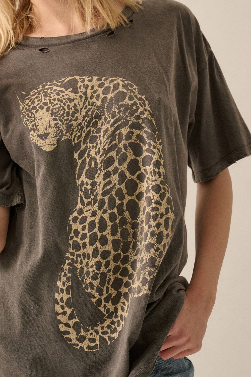 Cheetah Mineral wash vintage tee(more colors)