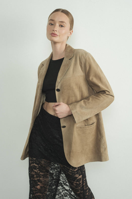 MAJORS FAUX SUEDE BLAZER in CAMEL