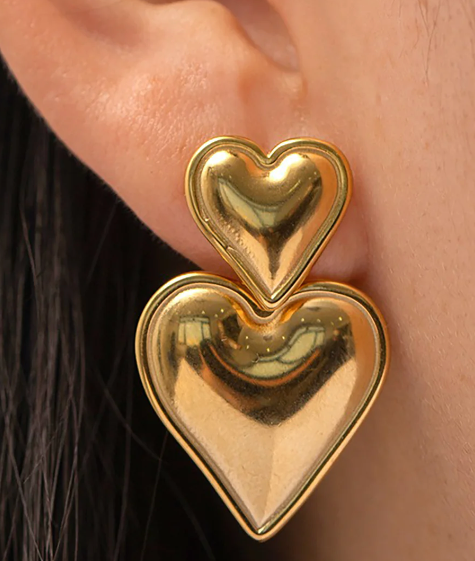 Heart Double Drop Earring