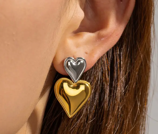 Heart Double Drop Earring