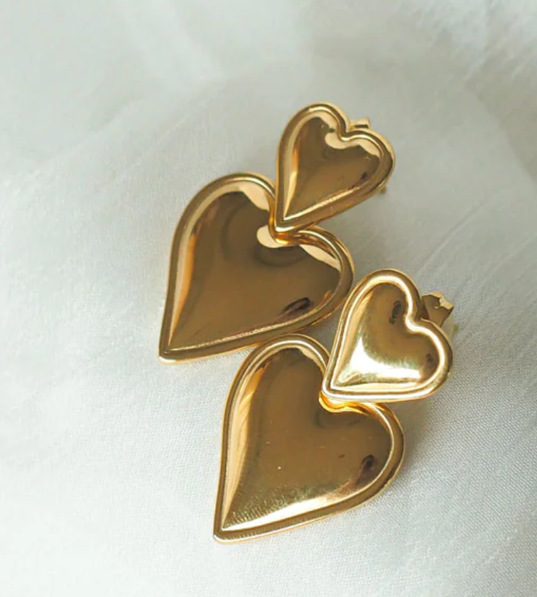 Heart Double Drop Earring