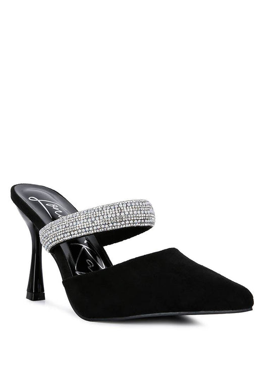 Fauci Diamante Strap Heeled Mule