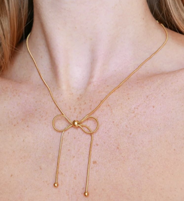 Tied Up- Bow-Lariat necklace