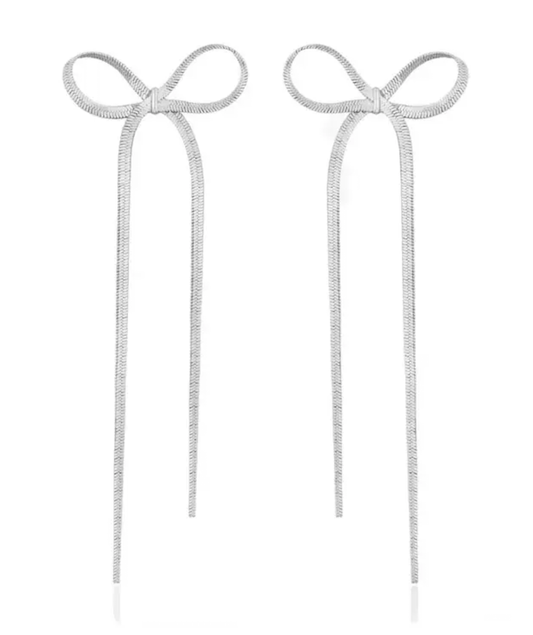 Bow Earrings- Silver