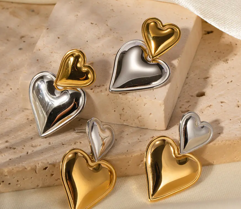 Heart Double Drop Earring
