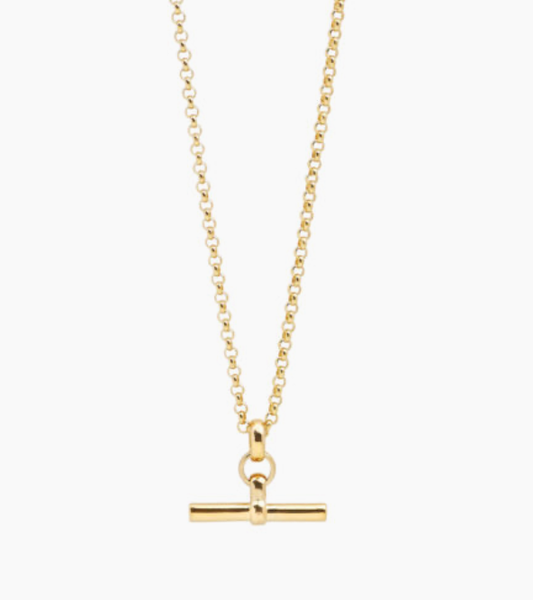 T Bar Toggle: Gold or Two tone Necklace