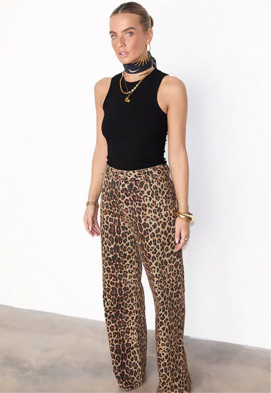 Leopard scallop detail jeans by NFD