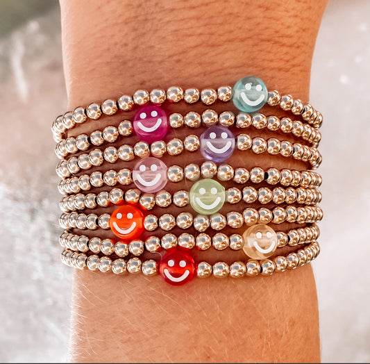 Gold beaded smiley face bracelets