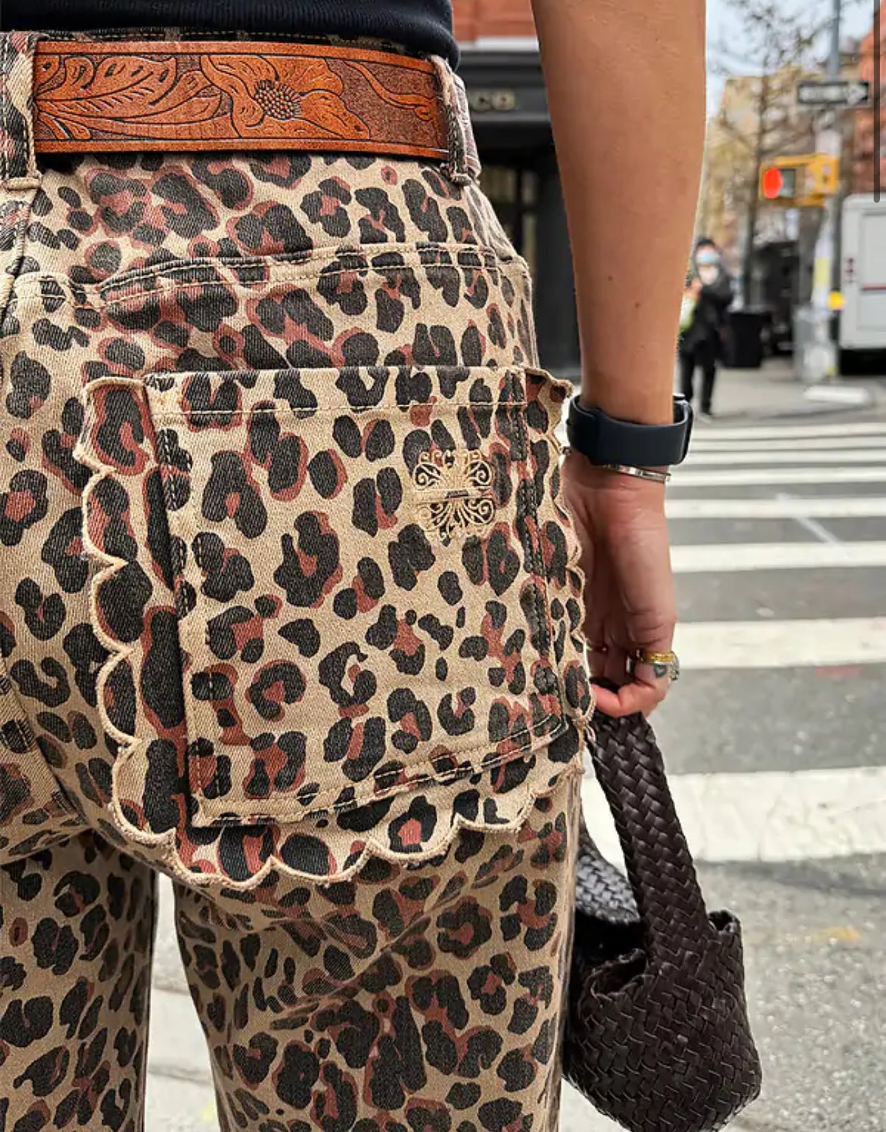 Leopard scallop detail jeans by NFD
