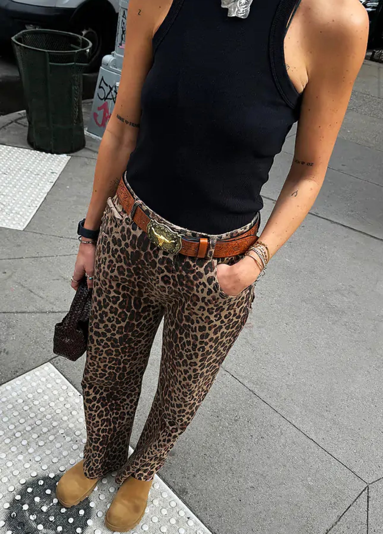 Leopard scallop detail jeans by NFD