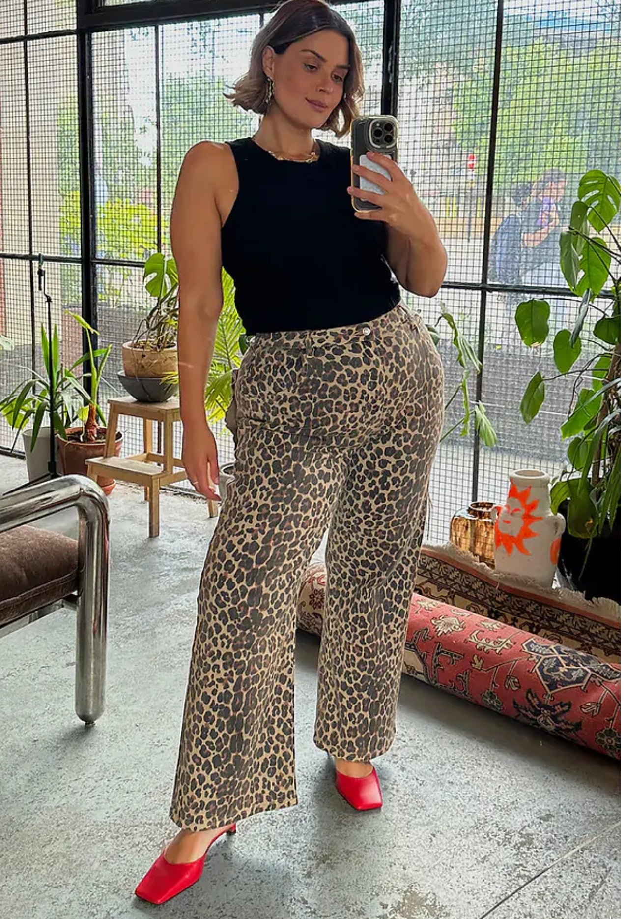 Leopard scallop detail jeans by NFD