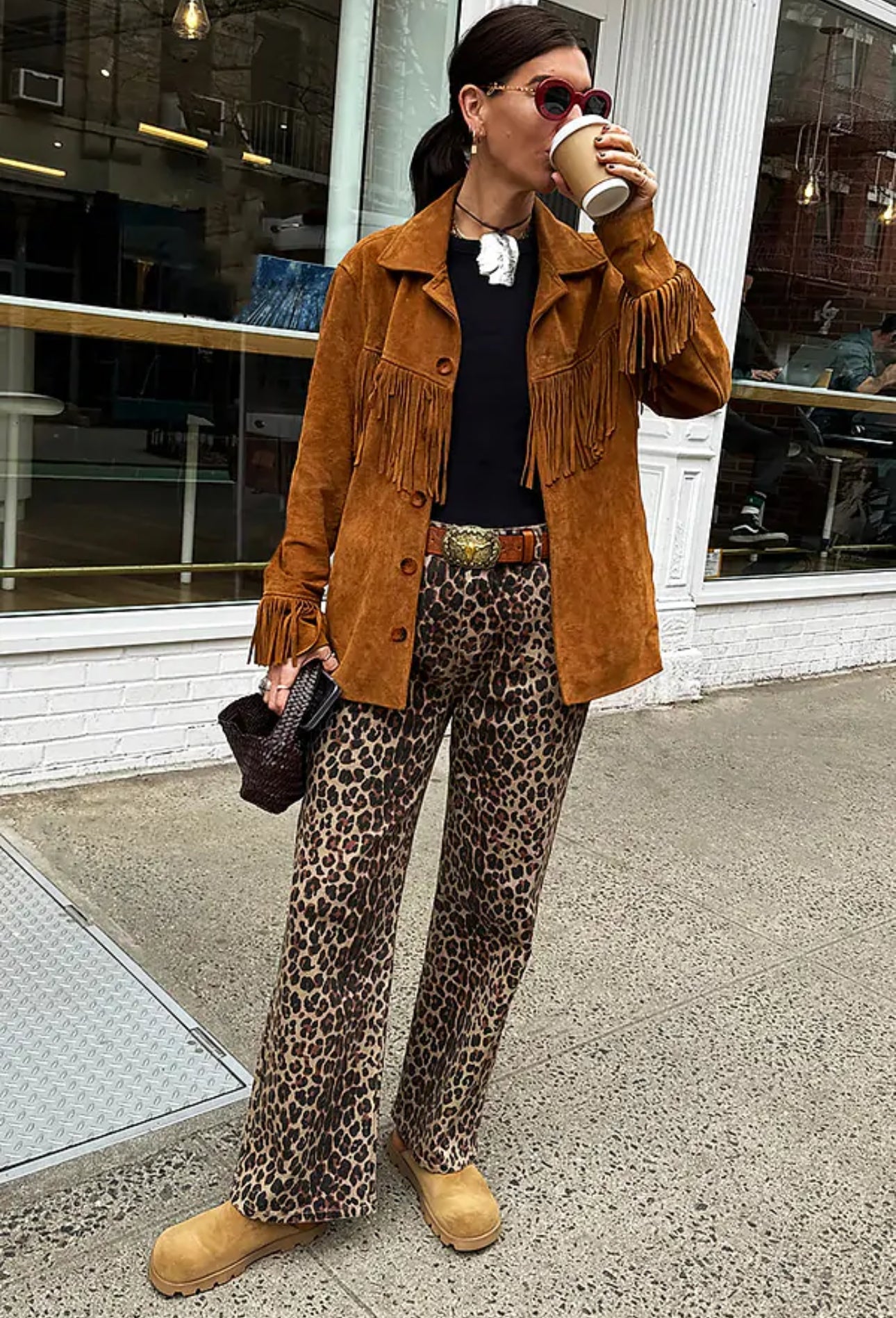 Leopard scallop detail jeans by NFD
