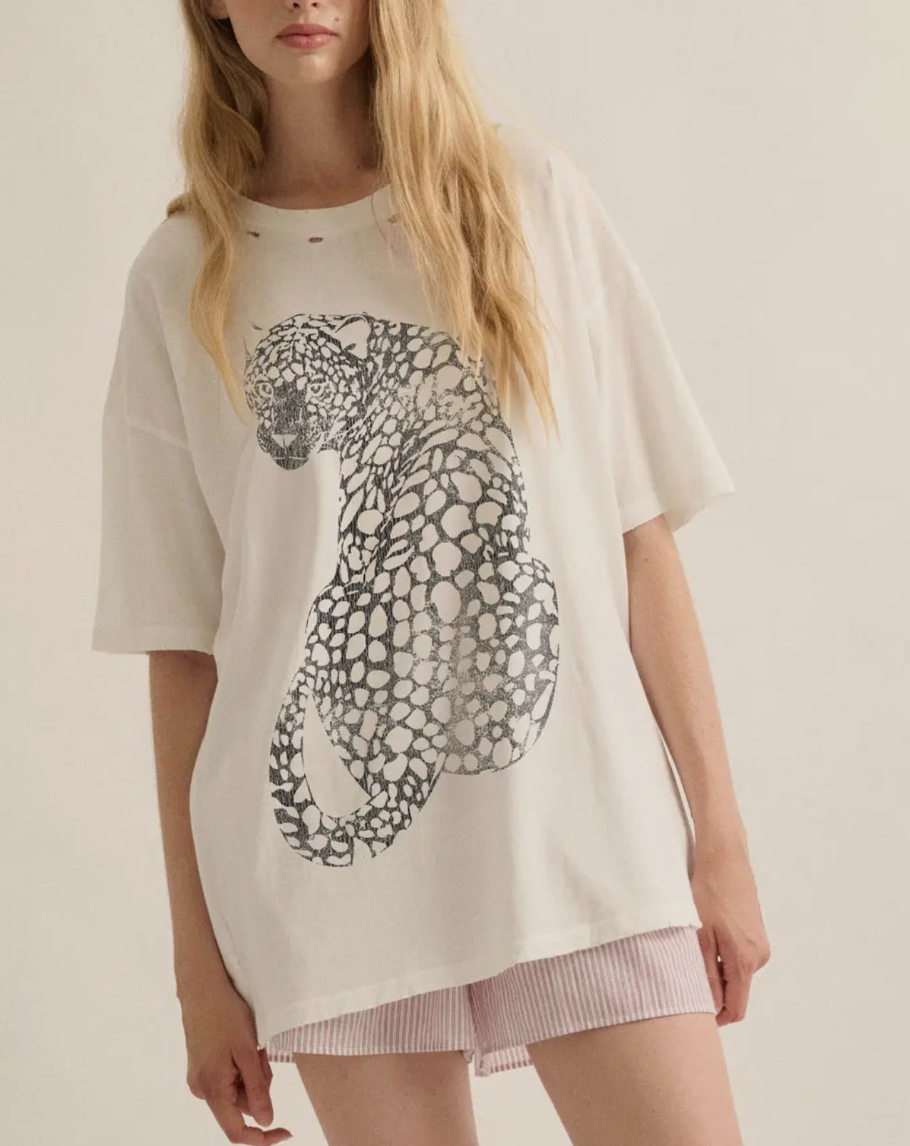 Cheetah Mineral wash vintage tee(more colors)