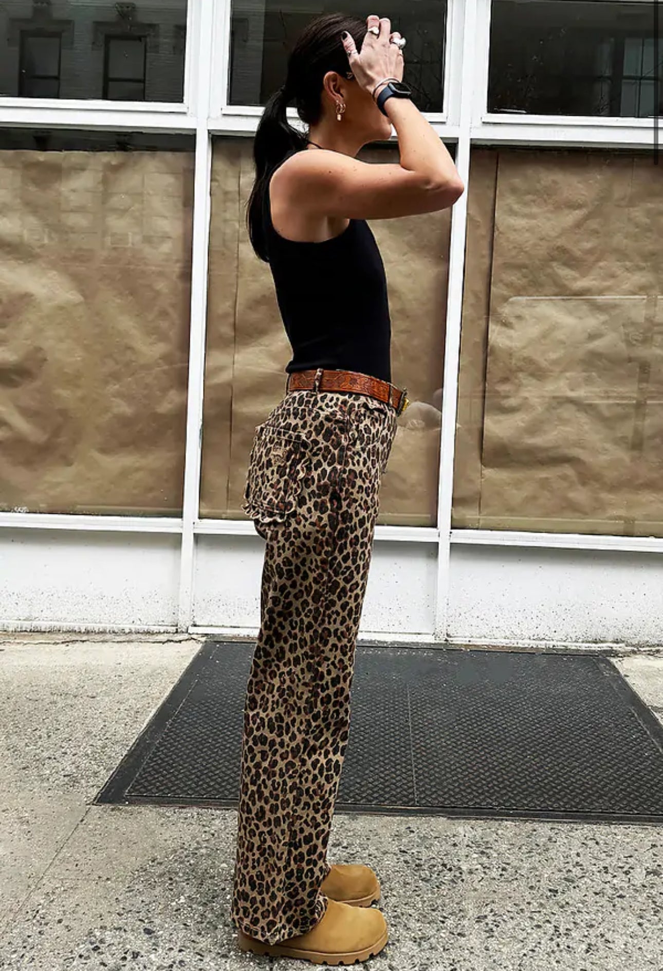 Leopard scallop detail jeans by NFD