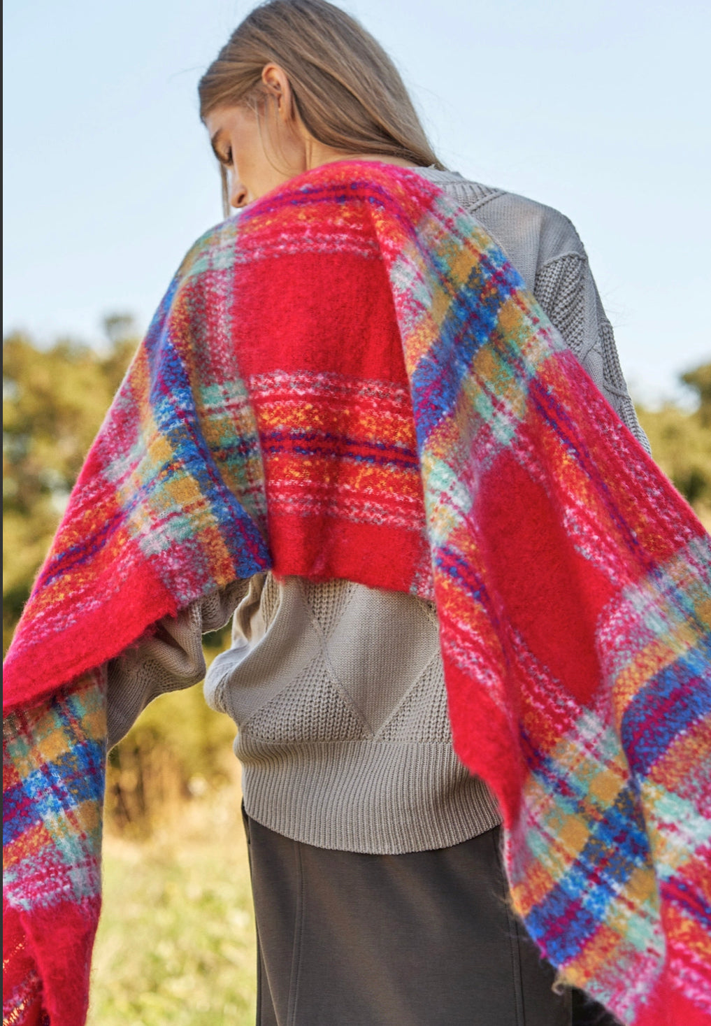 Plaid fuzzy blanket scarves(more colors)