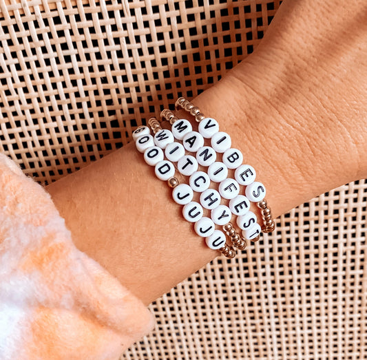 Label beaded bracelets