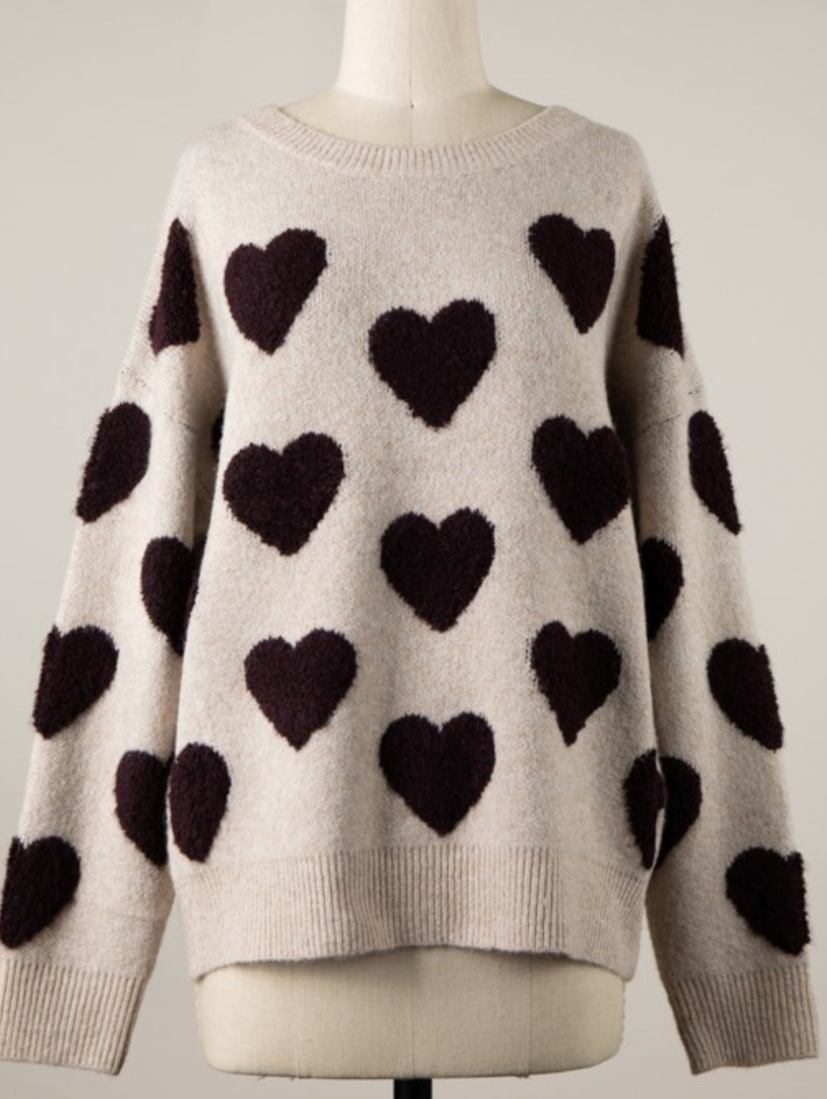 Fuzzy hearts knit