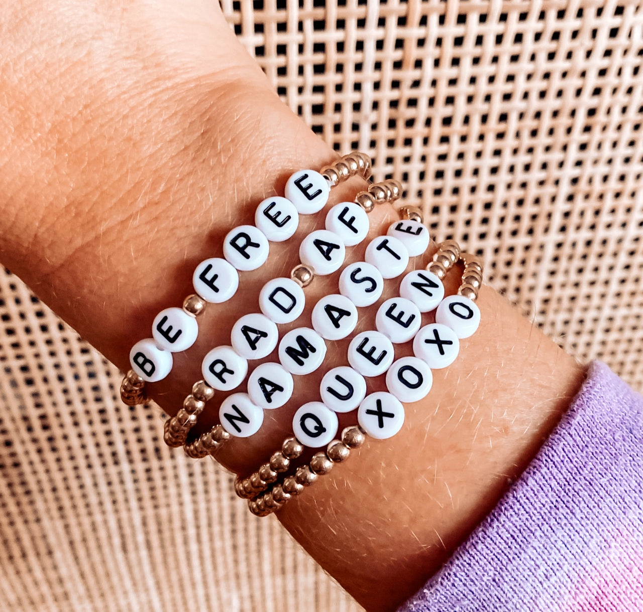 Label beaded bracelets