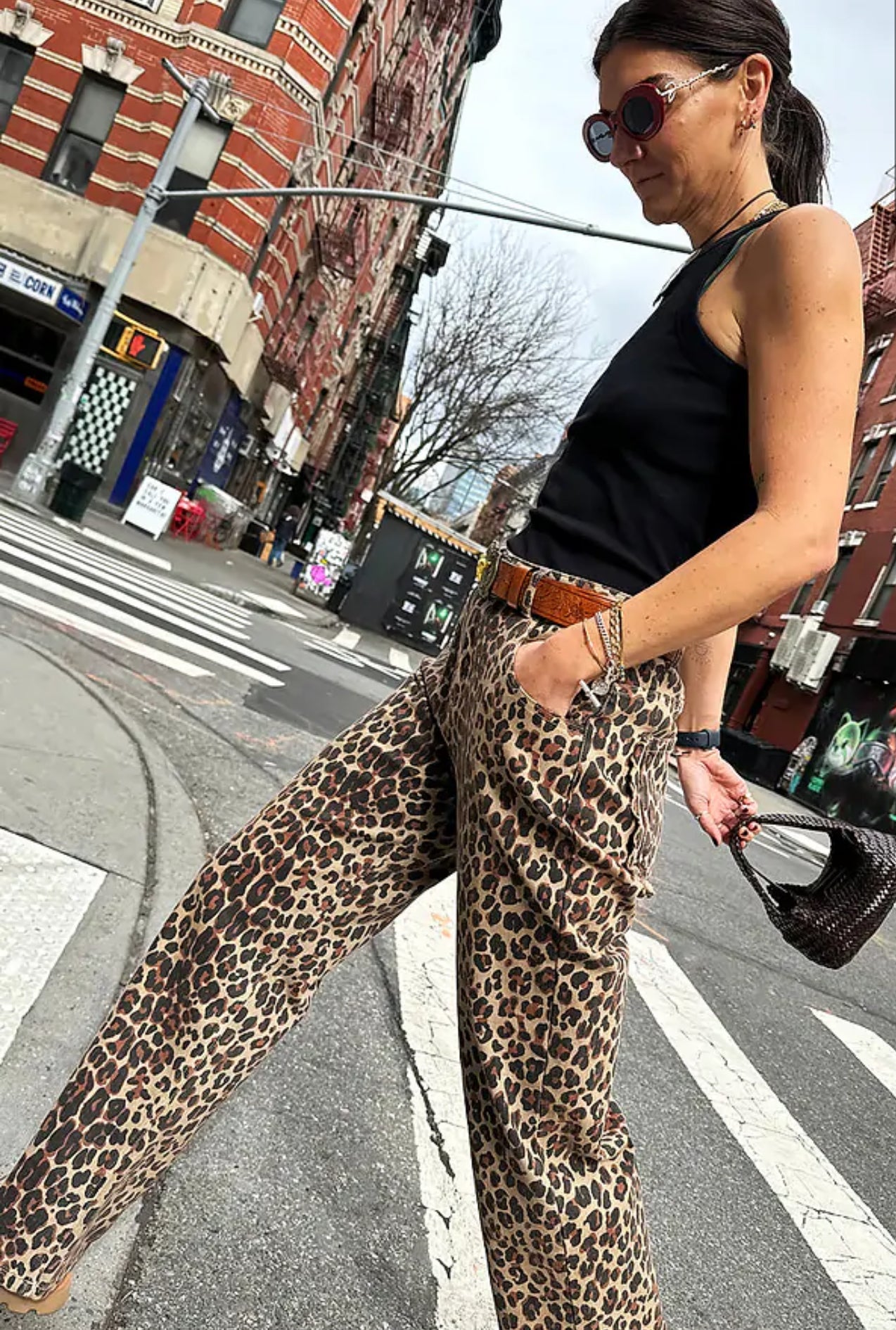 Leopard scallop detail jeans by NFD