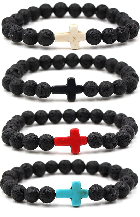 Saints & Sinners Black cross beaded bracelet