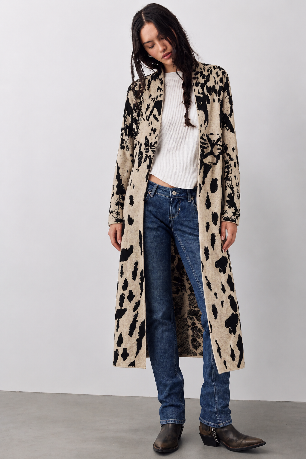 Intarsia Longline Knit Cardigan-pre order-pre order