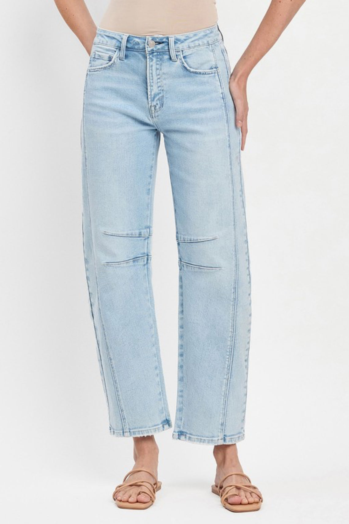 Baby blue slim barrel jeans