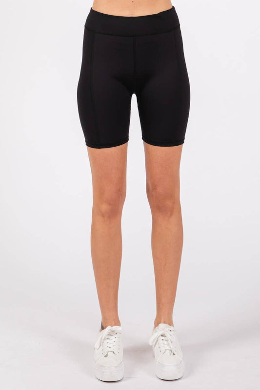YOGA COMPRESSION HIGH-RISE BIKER SHORTS: Black