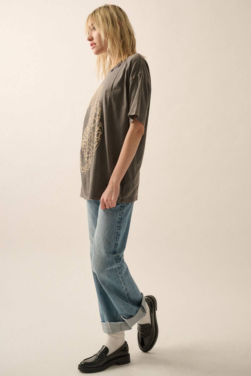 Cheetah Mineral wash vintage tee(more colors)