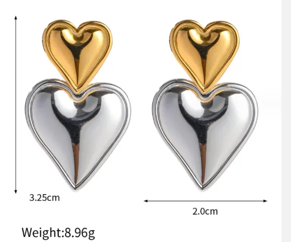 Heart Double Drop Earring