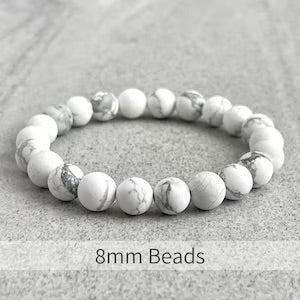 Men's matte white 8mm howlite beaded bracelet