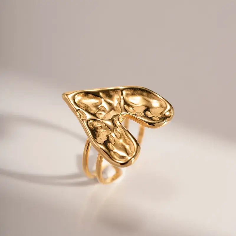 8K Gold Plated Heart Statement Ring