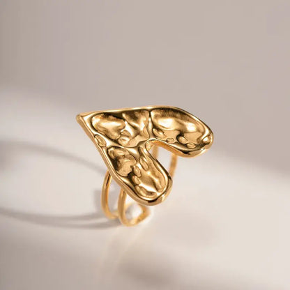 8K Gold Plated Heart Statement Ring