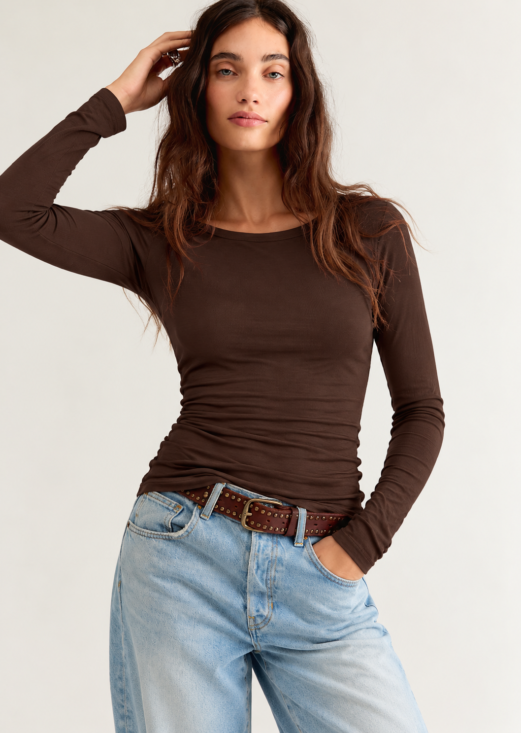 Paperdoll long sleeve basics in coffee