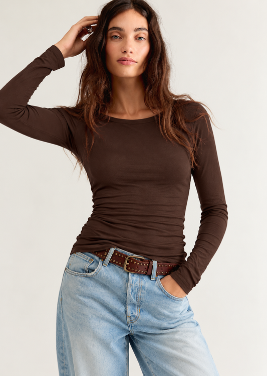 Paperdoll long sleeve basics in coffee