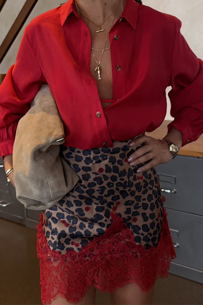 Cherry leopard Maeva skirt by NFD- preorder