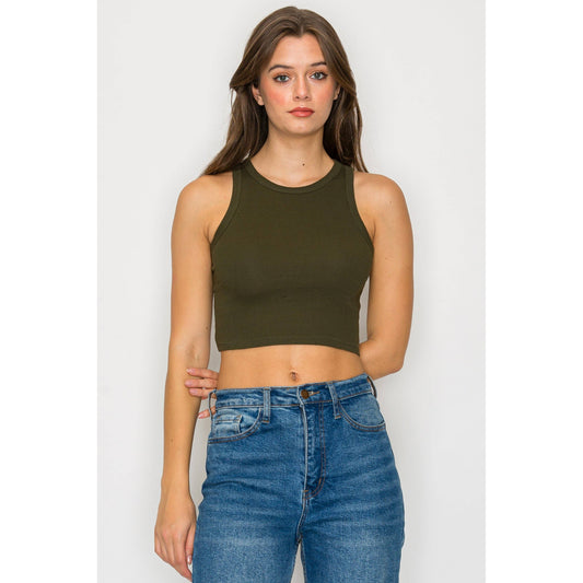 Khloe Cropped olive Tank Top