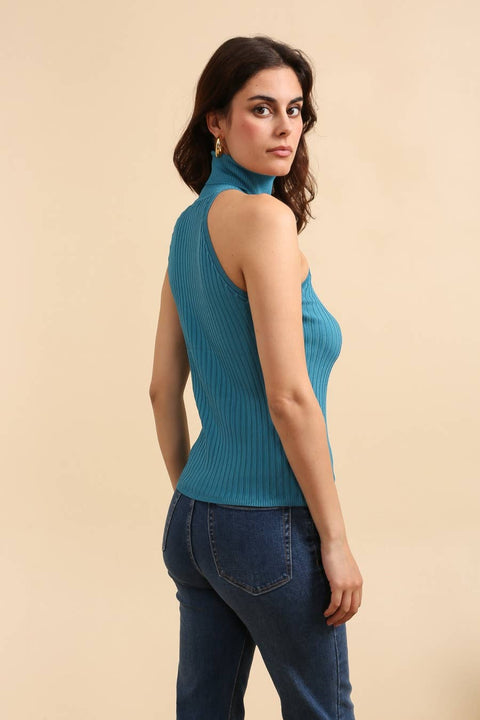 Coco Ribbed Knit Turtleneck Tank