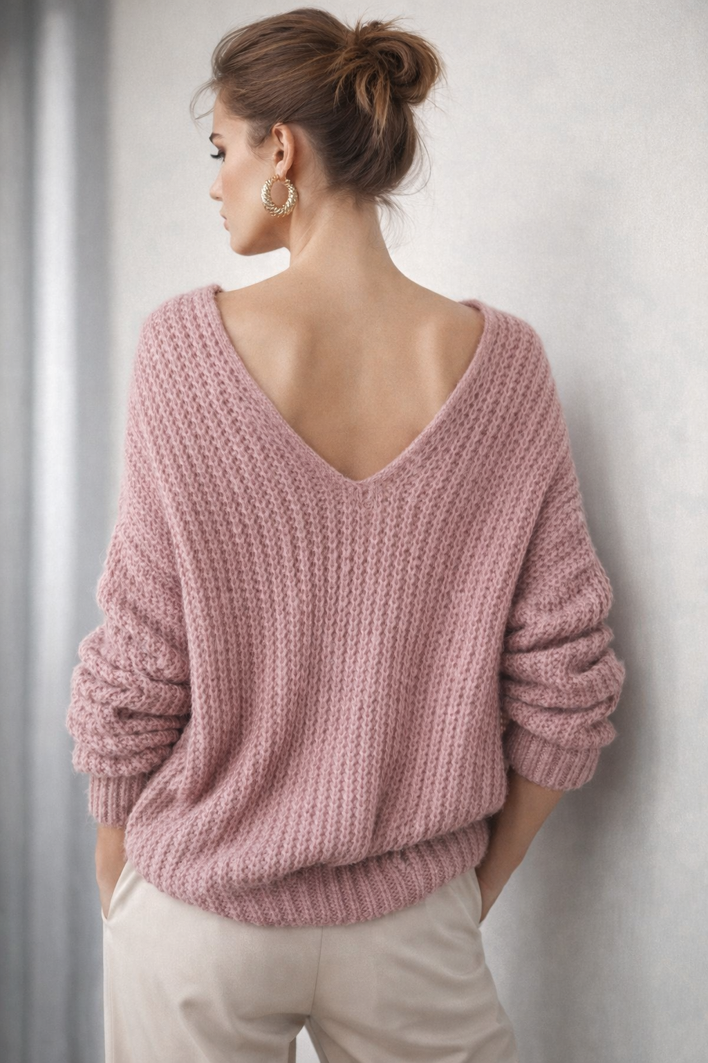 Rosé Drift V-neck sweater