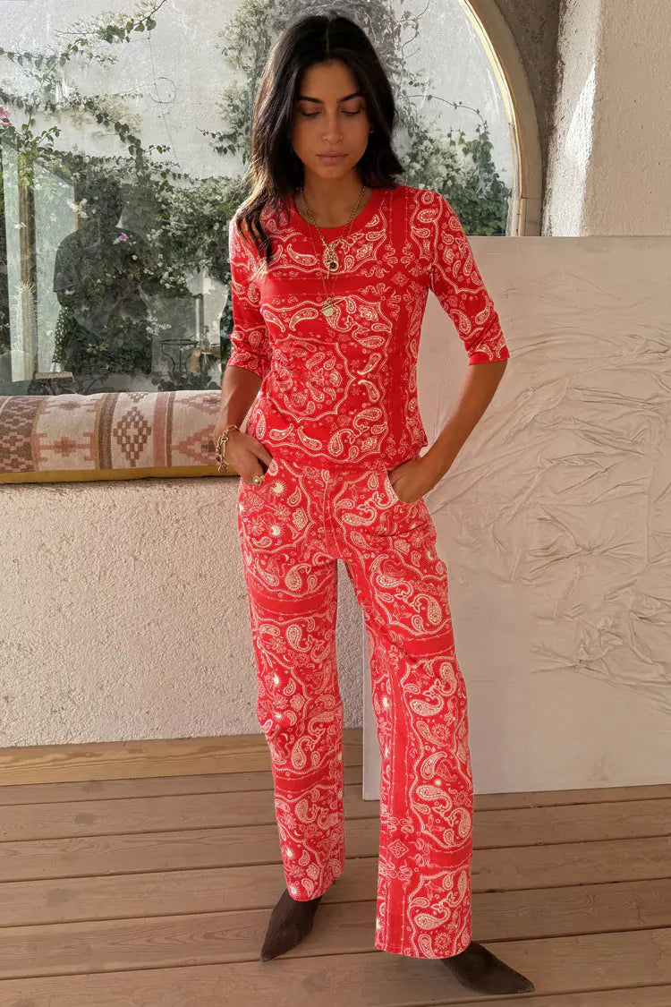 Red bandana rib top by NFD