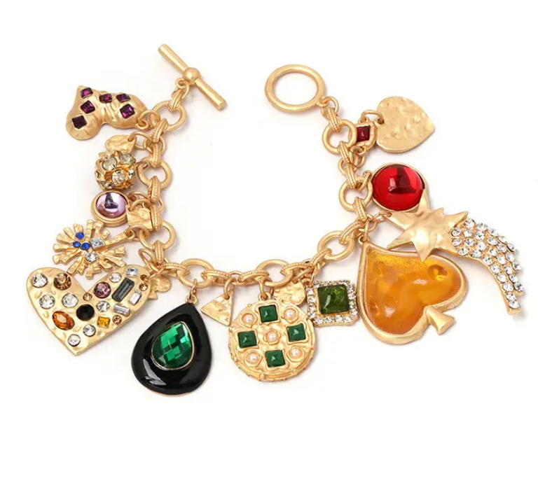 Loads Charm Bracelet- Hearts and Stones