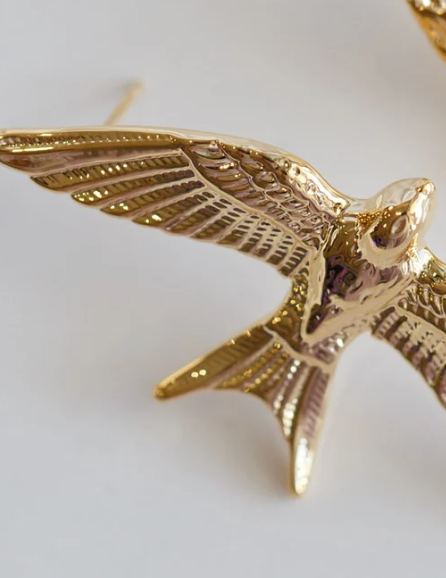 Take Flight- Swallow Bird 18K gold Earrings