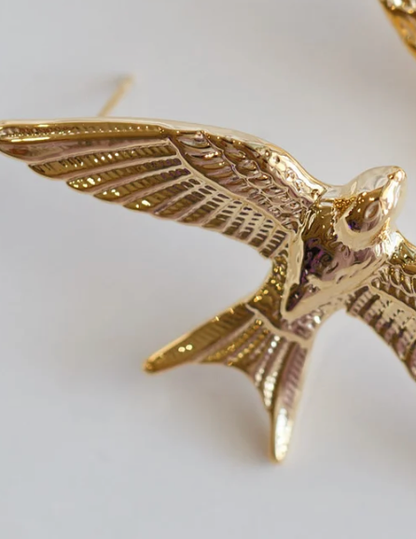 Take Flight- Swallow Bird 18K gold Earrings