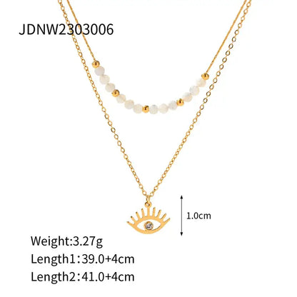 Evil Eye Gold Plated Stainless Steel Layered Necklace