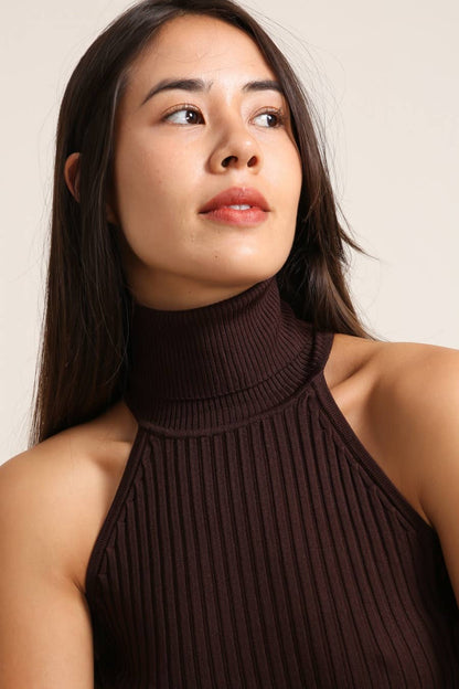 Coco Ribbed Knit Turtleneck Tan