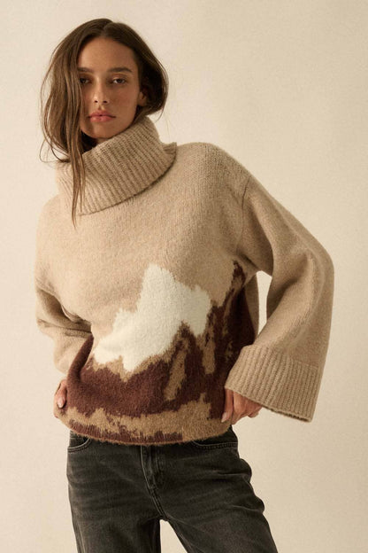 Mountain scape turtleneck sweater