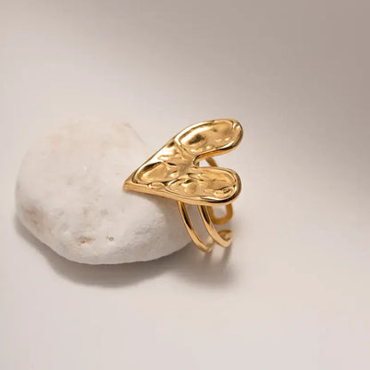 8K Gold Plated Heart Statement Ring
